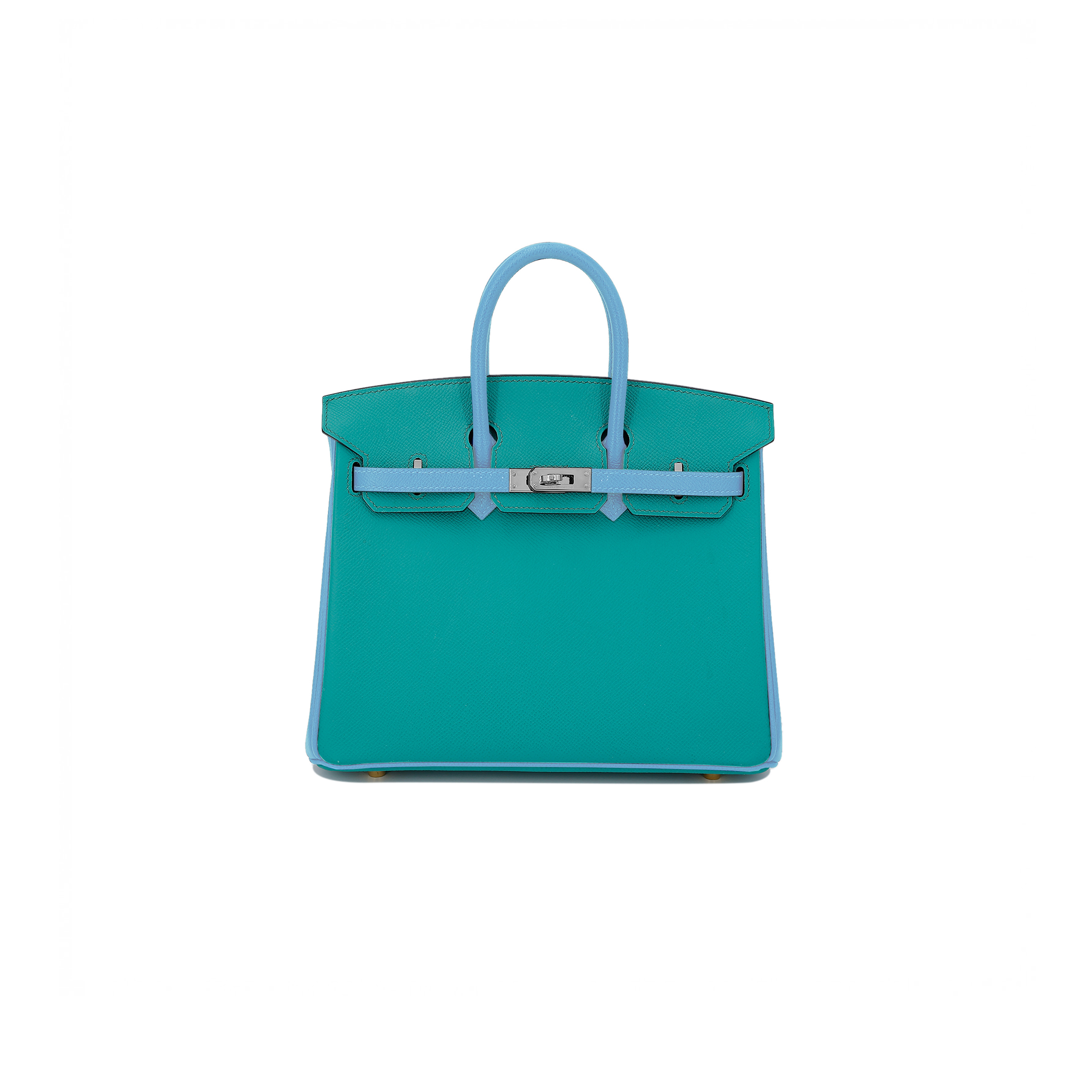 HERMES MASTER BIRKIN 30 EPSOM PEACOCK GREEN AND DENIM BLUE WITH SILVER BUCKLE BAG H028369CK74 (30*23*15cm)